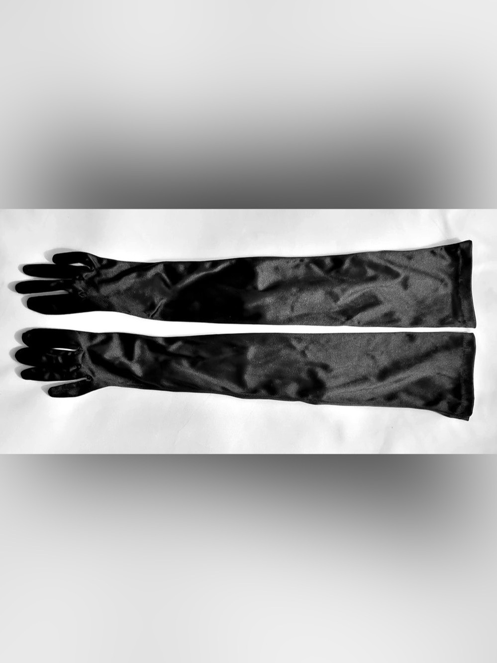 Vintage (1987) Marcus Adler Black Satin Opera Gloves - 22.5" Long- One Size